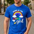 Daddy Of The Birthday Girl Rainbow B-Day Matching Family Men's Casual T-Shirt Royal Blue