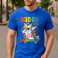 Daddy Of The Birthday Princess Girl Dabbing Unicorn Dad Men's Casual T-Shirt Royal Blue