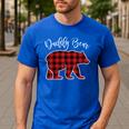 Daddy Dad Bear Pajama Red Buffalo Xmas Family Christmas Men's Casual T-Shirt Royal Blue