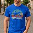 Daddy Dinosaur Daddysaurus 3 Three Kids Xmas Men's Casual T-Shirt Royal Blue