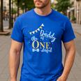 Daddy Of Mr One-Derful Party Blue-Gold Dad Boy 1st Birthday Men's Casual T-Shirt Royal Blue