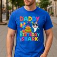 Daddy Of The Shark Birthday Dad Matching Family Men's Casual T-Shirt Royal Blue