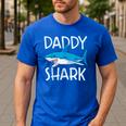 Daddy Shark T Shirt Fathers Day Family Matching Dad Men's Casual T-Shirt Royal Blue