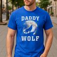 Daddy Wolf Wolves Dad Moon Fathers Day Men's Casual T-Shirt Royal Blue