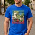 Daddysaurus Father's Day Best Dad T-Rex Papa Men's Casual T-Shirt Royal Blue