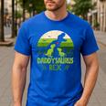Daddysaurus Rex 2 Kids Sunset Tshirt For Fathers Day Men's Casual T-Shirt Royal Blue Daddysaurus Rex 2 Kids Sunset Tshirt For Fathers Day Men's Casual T-Shirt Royal Blue