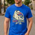 Daddysaurus Shirt T-Rex Dad Dinosaur Men's Casual T-Shirt Royal Blue