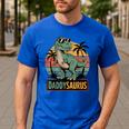 Daddysaurus T Rex Dinosaur Daddy Saurus Family Matching Dad Men's Casual T-Shirt Royal Blue