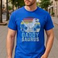 Daddysaurus T Rex Dinosaur Daddy Saurus Family Matching Men's Casual T-Shirt Royal Blue