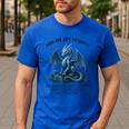Dads Are Like Dragons Legendary Protective Fatherhood Men's Casual T-Shirt Royal Blue