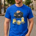 Despicable Me Minions Father's Day 1 Dad Cardboard Sign Men's Casual T-Shirt Royal Blue