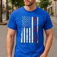 Distressed US American Flag Father Shirt Best Dad Ever Men's Casual T-Shirt Royal Blue