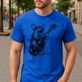 Dog Guitarist Guitar Pembroke Welsh Corgi Dad Mom Men's Casual T-Shirt Royal Blue