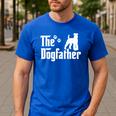 The Dogfather Tee Fathers Day Dad Dog Lover Schnauzer For Men Women Girls Kids Men's Casual T-Shirt Royal Blue