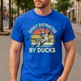 Easily Distracted Duck Hunting Dad Hunter Son Daughter Men's Casual T-Shirt Royal Blue Easily Distracted Duck Hunting Dad Hunter Son Daughter Men's Casual T-Shirt Royal Blue