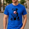 English Bulldog Bubble Gum Vintage Dog Mom Pet Dad Men's Casual T-Shirt Royal Blue
