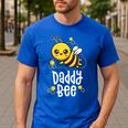 Family Bee Shirts Dad Daddy First Bee Day Outfit Birthday Men's Casual T-Shirt Royal Blue