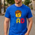 Family Dad Master Builder Building Bricks Blocks Fathers Day Men's Casual T-Shirt Royal Blue