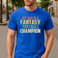 Fantasy Football Dad Champion Vintage Draft Party Men's Casual T-Shirt Royal Blue