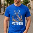 Fast Food Deer Hunting Hunter Dad Tail Buck Men's Casual T-Shirt Royal Blue