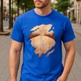 Fat Hairy Guy Big Stomach & Man Boobs Fat Dad BOD Men's Casual T-Shirt Royal Blue