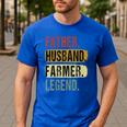 Father Husband Farmer Legend Vintage Dad Father's Day Men's Casual T-Shirt Royal Blue