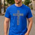 Father's Day Dad Husband Blessed Dad Christian Men's Casual T-Shirt Royal Blue