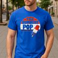 Fathers Day Shirt Cool Dad Bombest Pop Retro 80s Dad Men's Casual T-Shirt Royal Blue