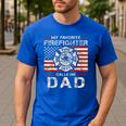 My Favorite Firefighter Calls Me Dad Fireman Father Saying Men's Casual T-Shirt Royal Blue My Favorite Firefighter Calls Me Dad Fireman Father Saying Men's Casual T-Shirt Royal Blue