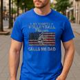 My Favorite Volleyball Player Calls Me Dad USA Flag Men's Casual T-Shirt Royal Blue