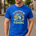 Fishing I'd Rather Be Fishing Bass Fish Dad Jokes Men's Casual T-Shirt Royal Blue