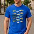 Fishing-Shirt Types Of Freshwater Bass Fish Dad Jokes Men's Casual T-Shirt Royal Blue