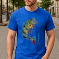 Fishing Shirts PEACOCK BASS Fishing Art Shirt For Dad Men's Casual T-Shirt Royal Blue