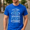Flight Attendant Shirt For Dad Father Flight Attendant Men's Casual T-Shirt Royal Blue