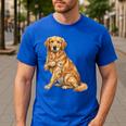 Golden Retriever I Love Dad Dog Dad Father's Day Men's Casual T-Shirt Royal Blue