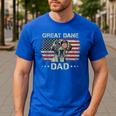 Great Dane Dad Dog Lovers American Flag 4th Of July Men's Casual T-Shirt Royal Blue