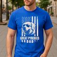 Great Pyrenees Dog Dad American Flag For Father Men Men's Casual T-Shirt Royal Blue