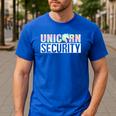 Halloween Mom Dad Daughter Adult Costume Unicorn Security Men's Casual T-Shirt Royal Blue