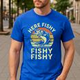 Here-Fishy Fishing Boy Large Mouth Bass Dad Men's Casual T-Shirt Royal Blue
