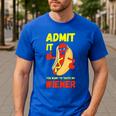 Hilarious Hot Dog Dad Joke Text Pun Dirty Joke -Barbecue Men's Casual T-Shirt Royal Blue