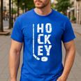 Ice Hockey Player Hockey Son Hockey Dad Men's Casual T-Shirt Royal Blue