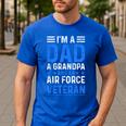 I’m A Dad Grandpa Air Force Veteran Distressed Men's Casual T-Shirt Royal Blue