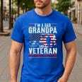 I'm A Dad Grandpa And Veteran Retro Papa Grandpa Men's Casual T-Shirt Royal Blue