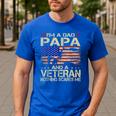 I'm A Dad Papa And Veteran Retro Dad Papa Grandpa Men's Casual T-Shirt Royal Blue