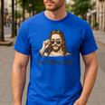 I'm Telling Dad Jesus Wearing Sunglasses Christian Fathers Men's Casual T-Shirt Royal Blue