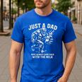 Just a Dad Who Always Came Back With The Milk Shirt Bigfoot Men's Casual T-Shirt Royal Blue Just a Dad Who Always Came Back With The Milk Shirt Bigfoot Men's Casual T-Shirt Royal Blue