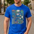 Kid Play Cars On Dad Back Race Track Mat Fathers Day Men's Casual T-Shirt Royal Blue