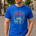 I Leveled Up To Dad Of 3 2026 Promoted To Dad Of Three Kids Men's Casual T-Shirt Royal Blue I Leveled Up To Dad Of 3 2026 Promoted To Dad Of Three Kids Men's Casual T-Shirt Royal Blue