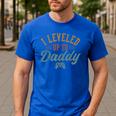 Leveled Up To Daddy Father To Be New Dad Men's Casual T-Shirt Royal Blue