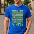 Look At Those Stripes Lawn Mowing Dad Lawn Mower Small Men's Casual T-Shirt Royal Blue